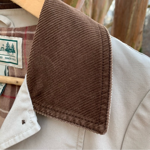 L.L.Bean Chore Coat/Jacket Flannel Lined Cream - Picture 4 of 9